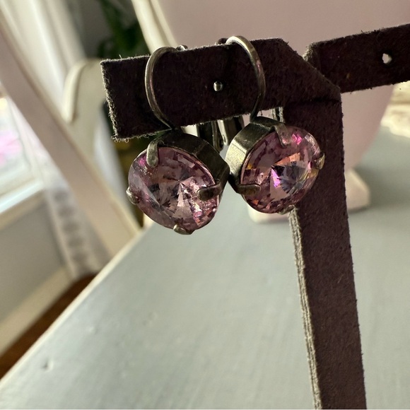 Sabika Crystal Silver Tone Dangle Earrings - Picture 11 of 12